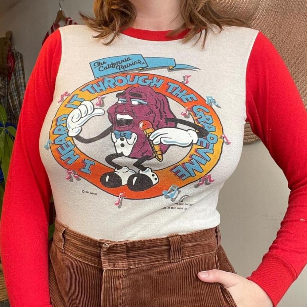 Vintage Red and White Long Sleeve Tee